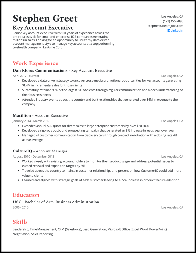 3 Account Executive Resume Examples For 2021