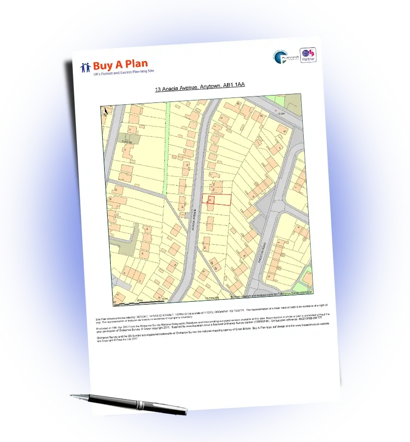 printed PDF planning map sample by BuyAPlan®