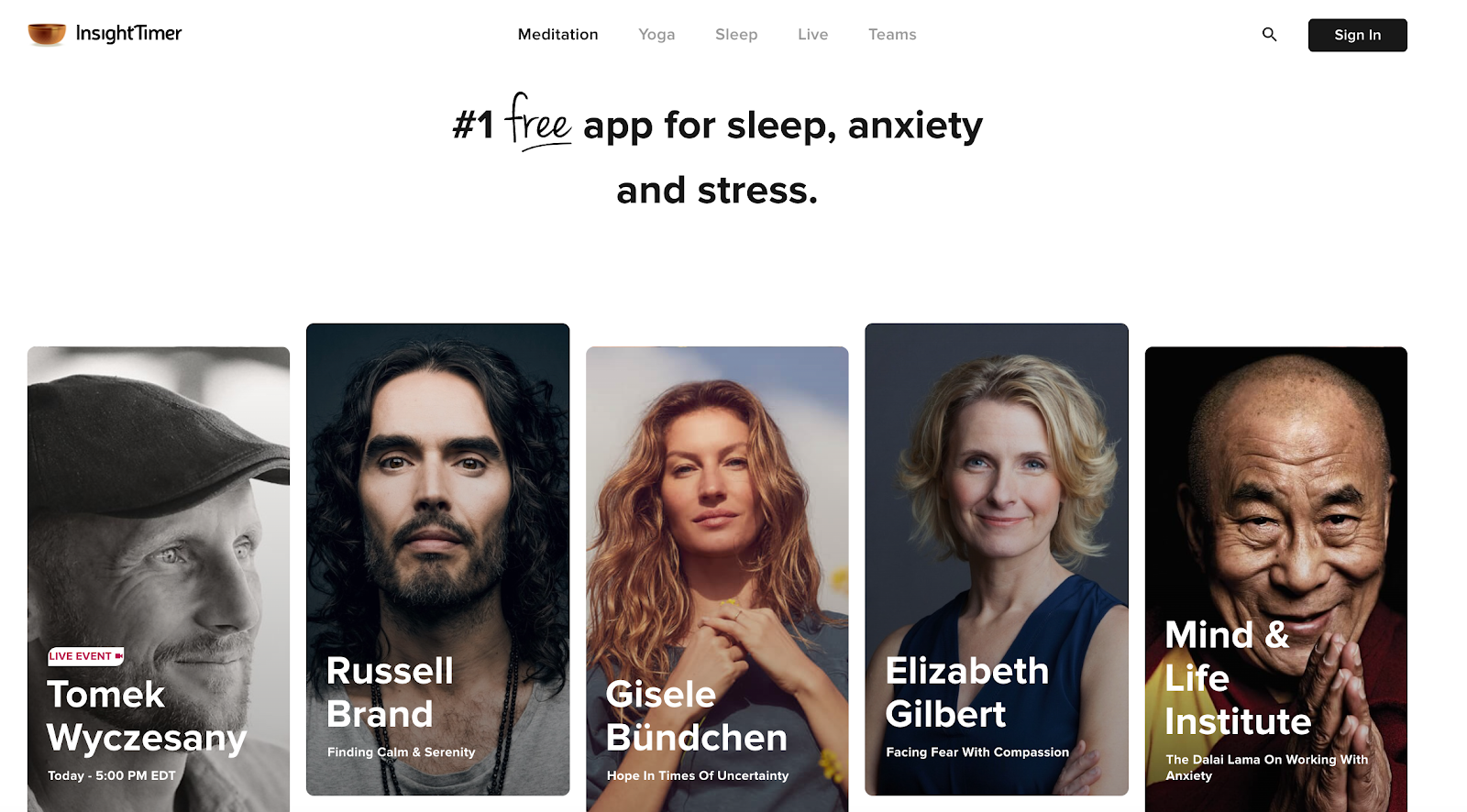Insight Timer landing page