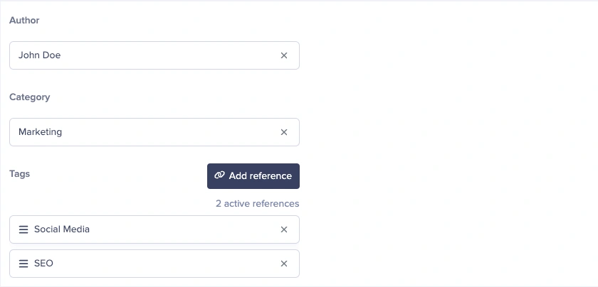 Blog post metadata filled into fields