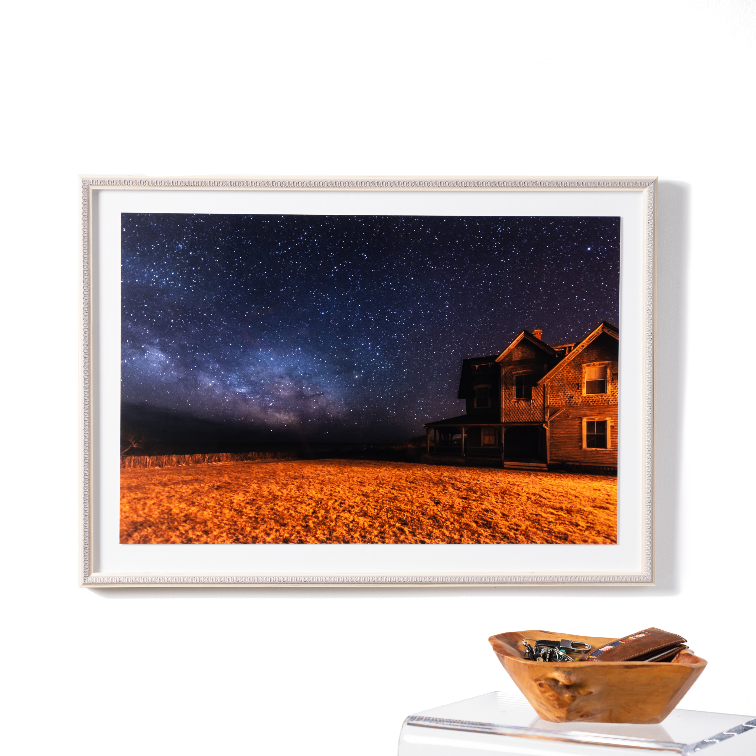 photo of night sky in silver frame