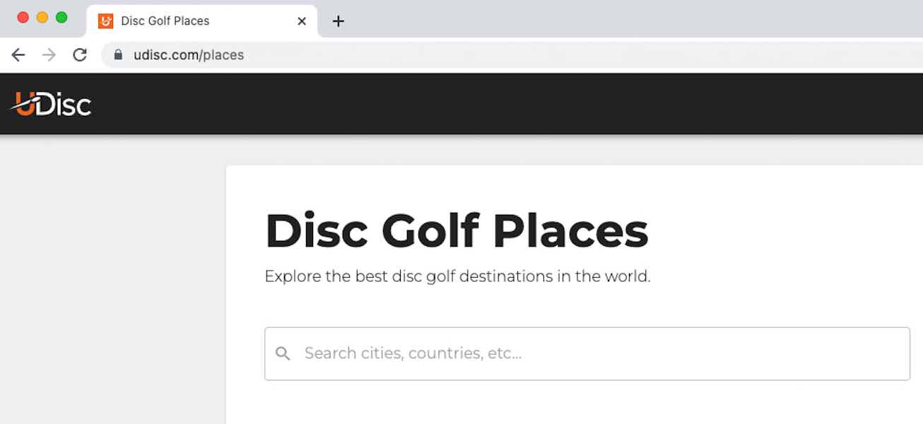 Web page titled "Disc Golf Places"