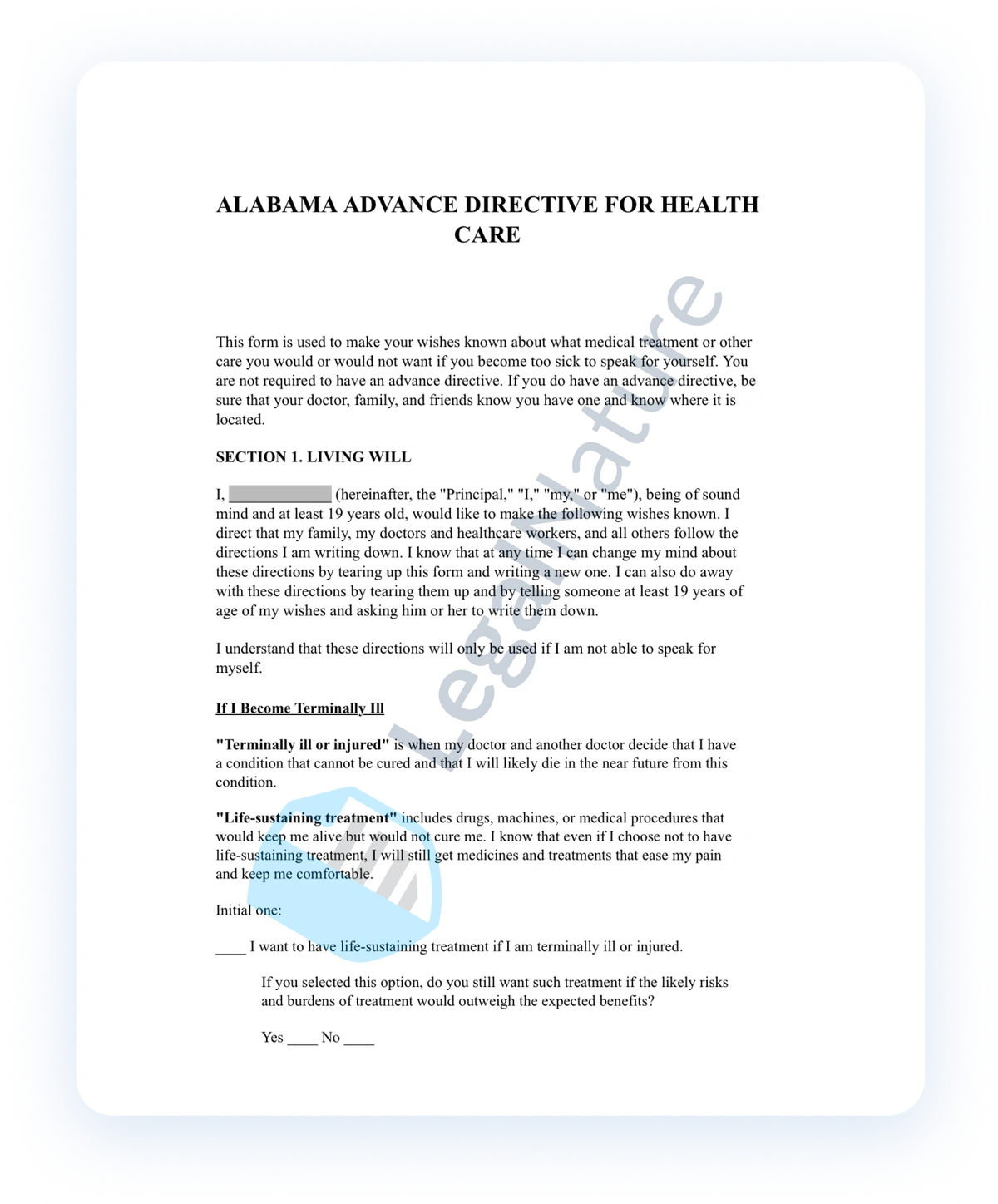 Advance Healthcare Directivedocument preview