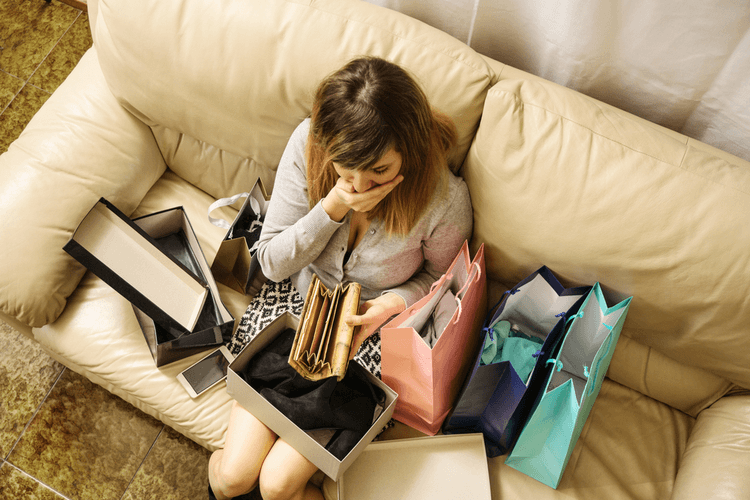 woman doesn't know how to not spend money