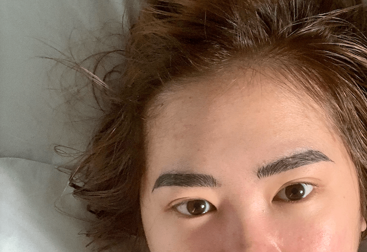 selfie with eyebrow embroidery