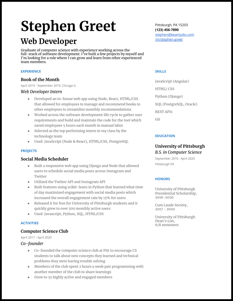 4 Computer Science Cs Resume Examples For 2020