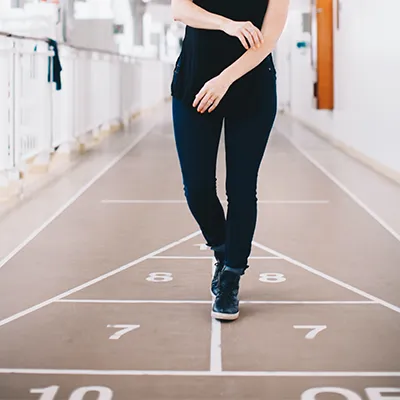 Person exercising on board the cruise ship.