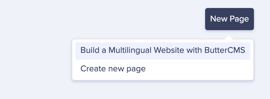 Screenshot: Create a new page in ButterCMS