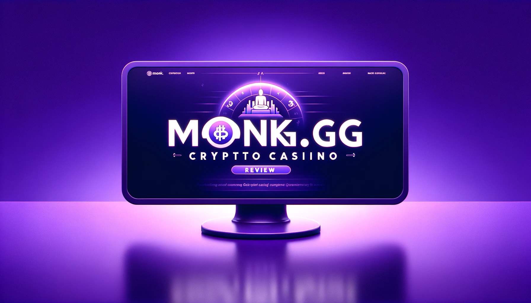 Elegant landscape with 'Monk.gg Crypto Casino Review' title in white at TrustDice