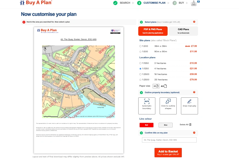 BuyAPlan®'s map preview page