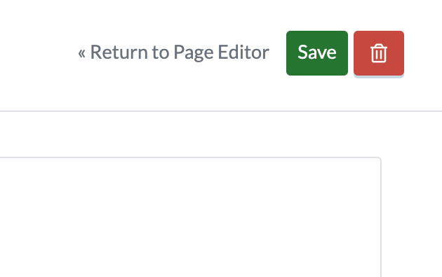 "return to page editor" link and "save" button
