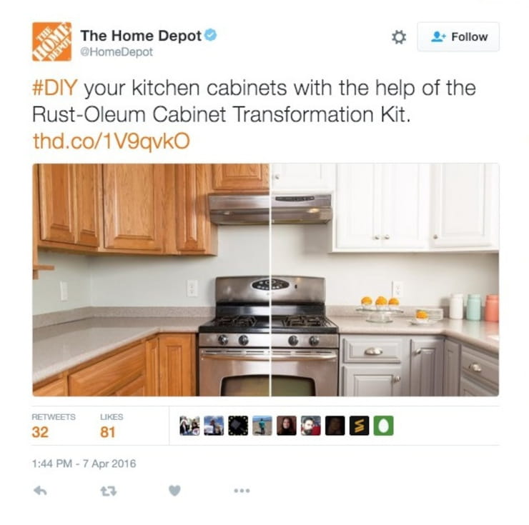 Home Depot sharing picture on Twitter