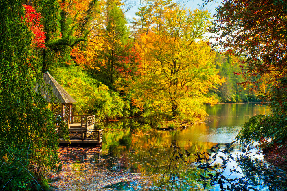 asheville north caorlina lake in the fall 