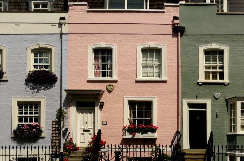 Colourful terraced houses in the UK