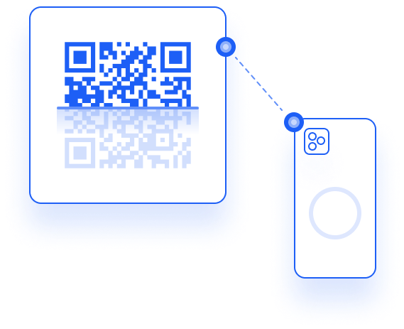 Illustration depicting a phone scanning a QR code