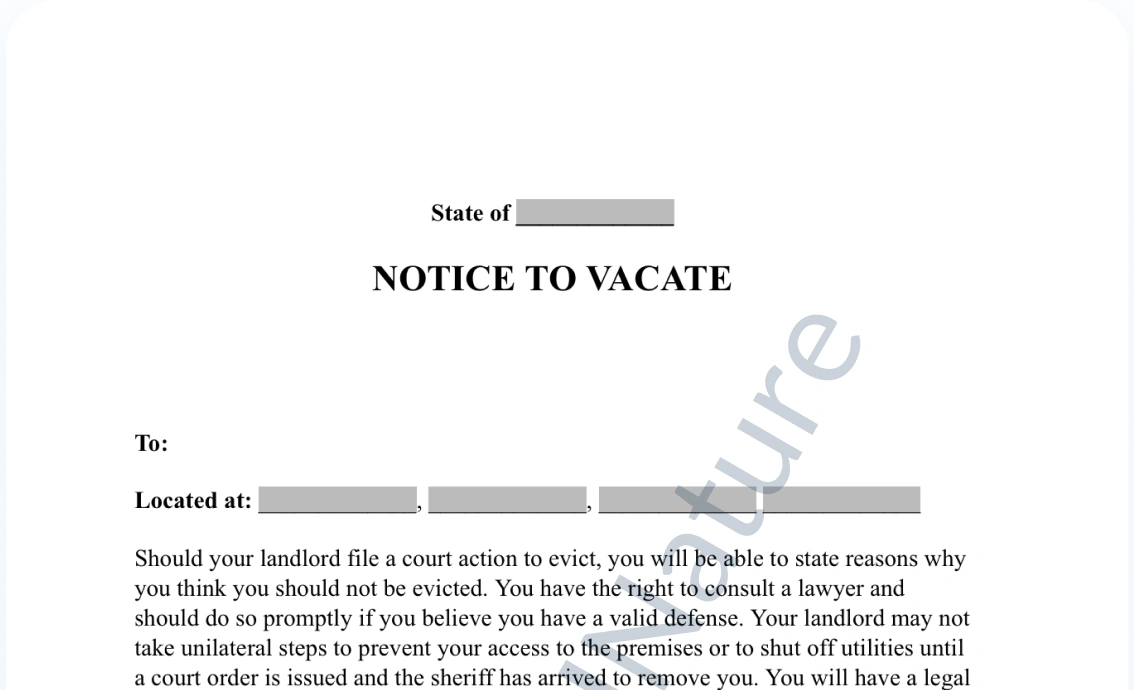 Notice to Vacatedocument preview