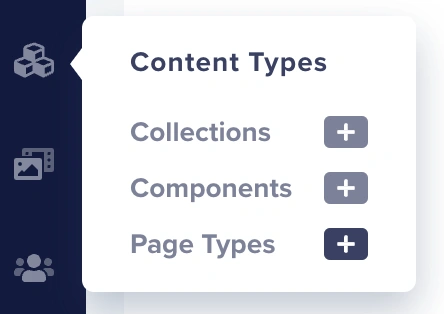 Select page types from content types menu