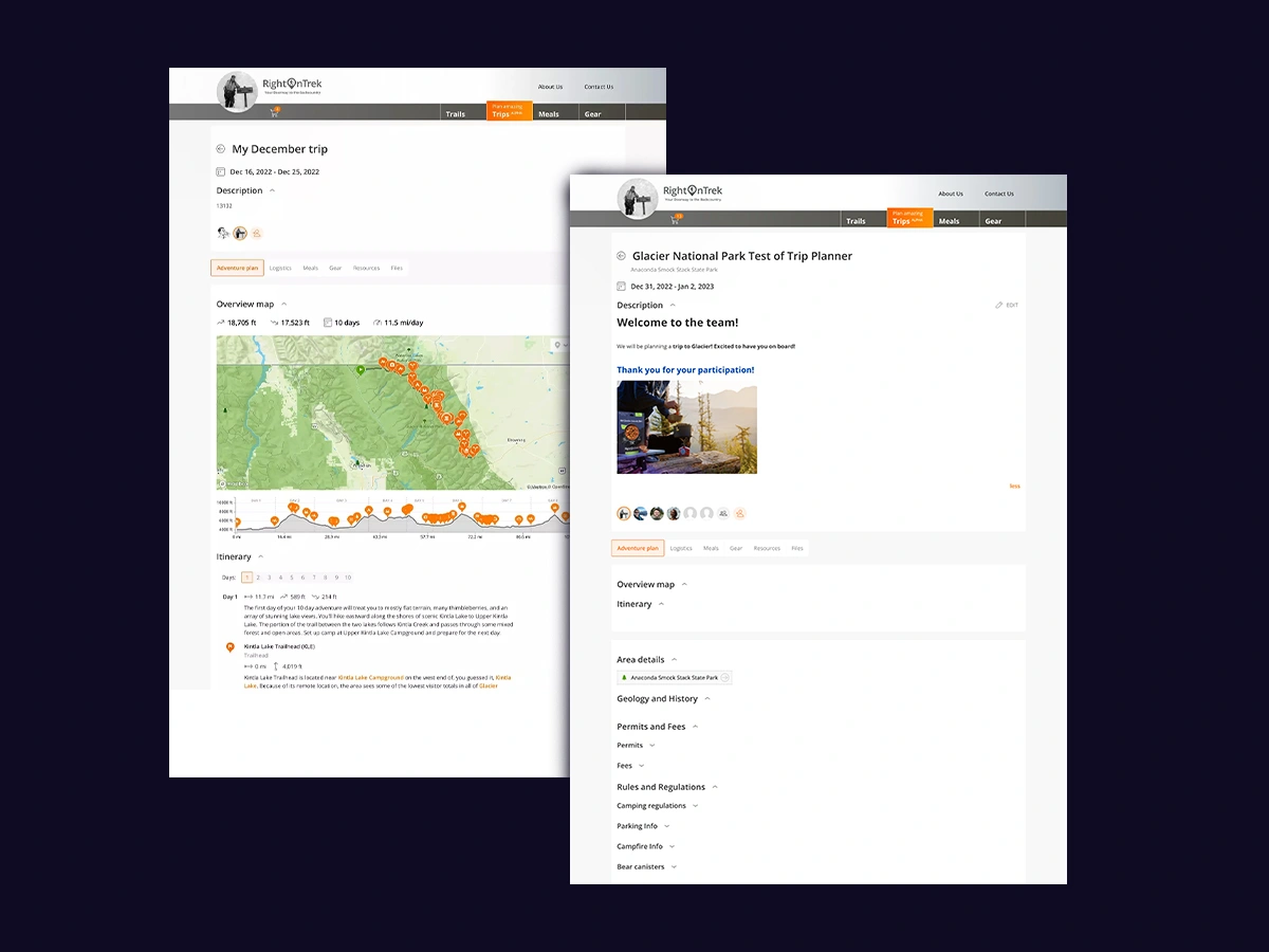 Screenshots of Digital Planning Tools