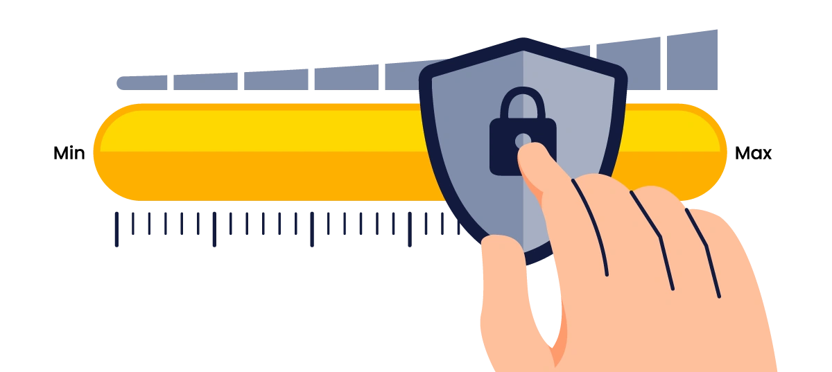 A hand using a toggle to increase security.