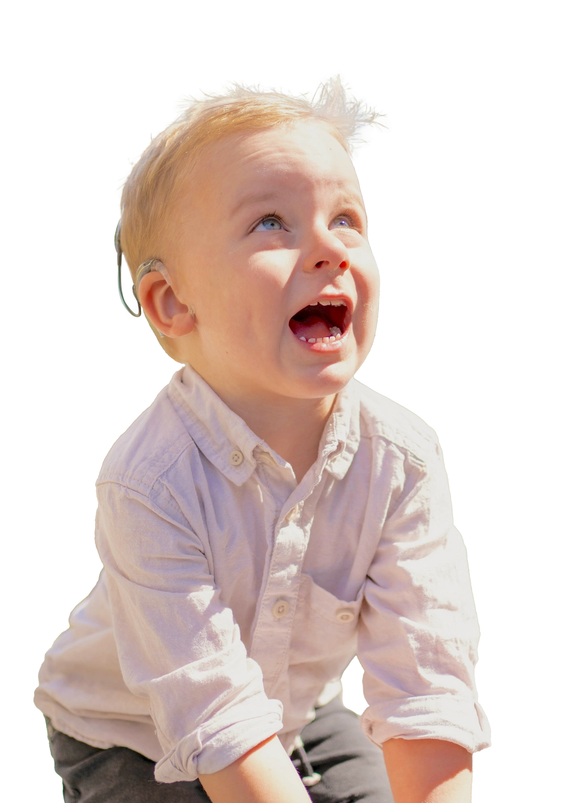 A child with a cochlear implant.