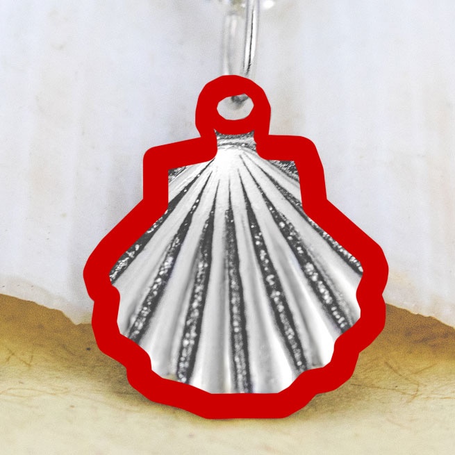 Sterling Silver shell charm with brush outline