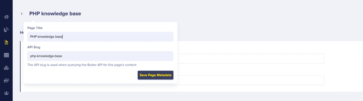 Add and save page metadata for kb_homepage