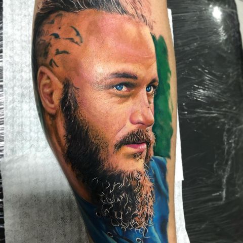 vikings tattoo in realist style