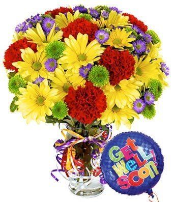 Flowers with Get Well Balloon