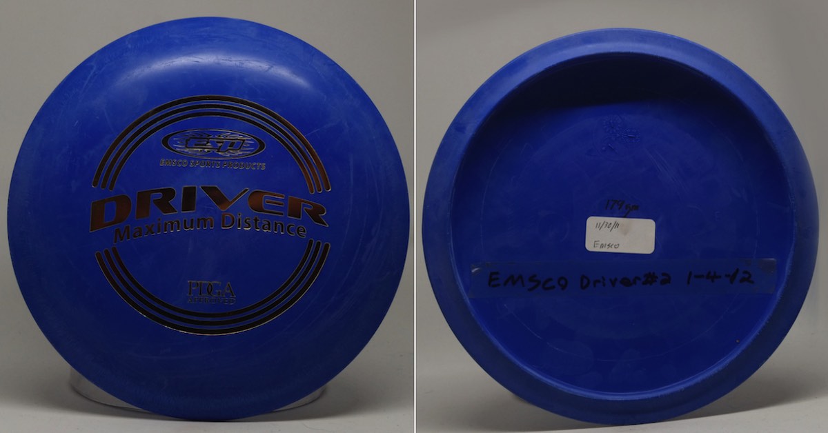 A blue disc from top and bottom views. The top prominently has "Driver" stamped in black.