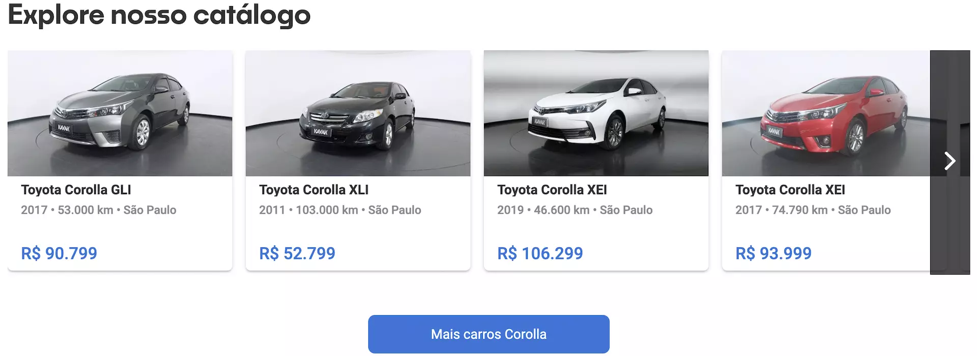 Toyota Corolla preços