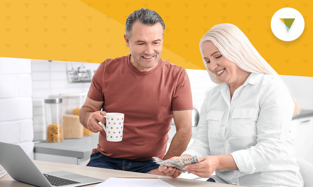 Couple looking at money