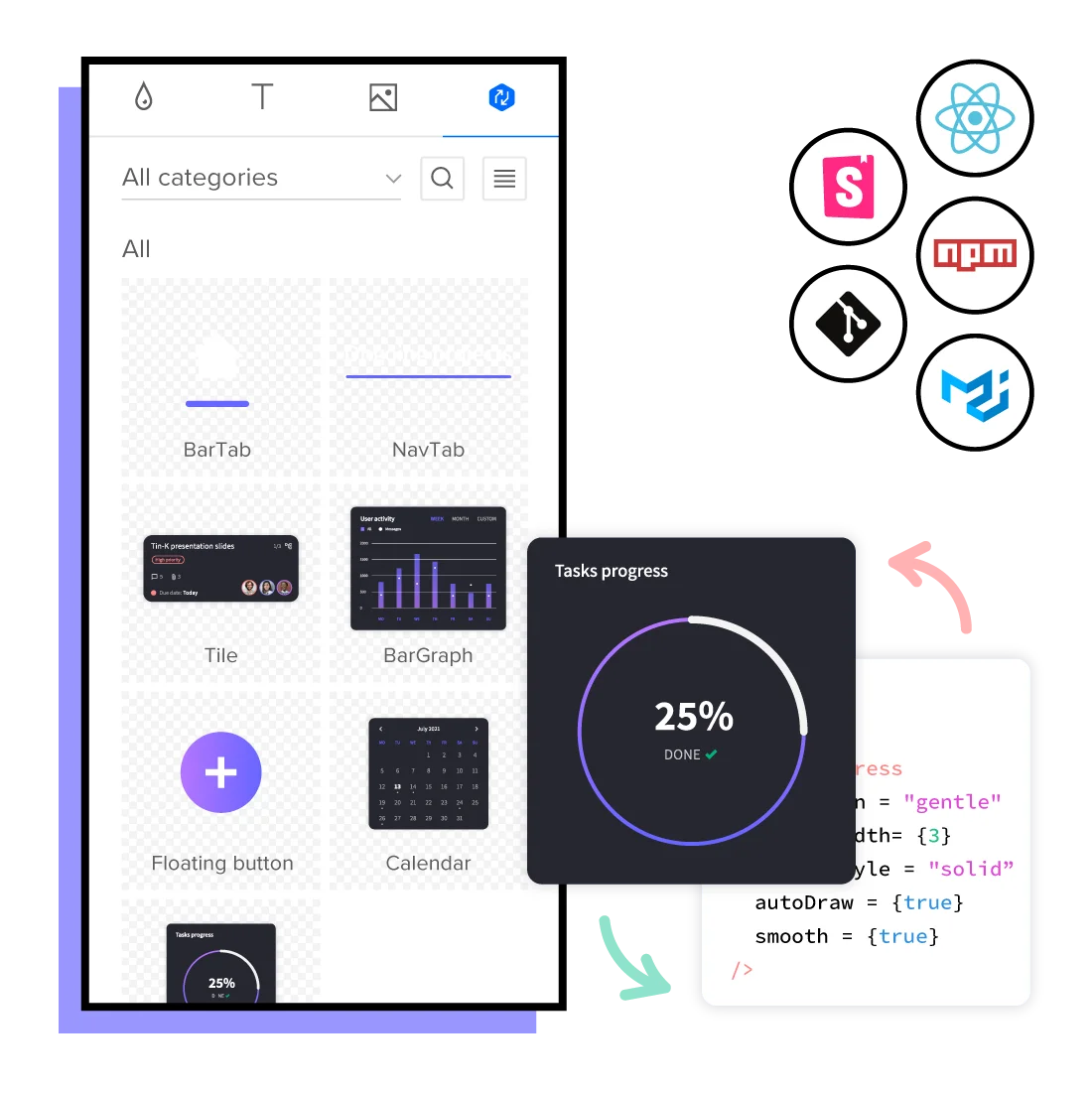 Get frontend-ready components without coding