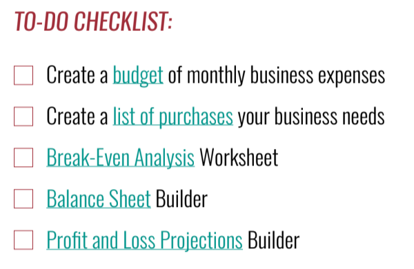 To Do Checklist example from toolkit