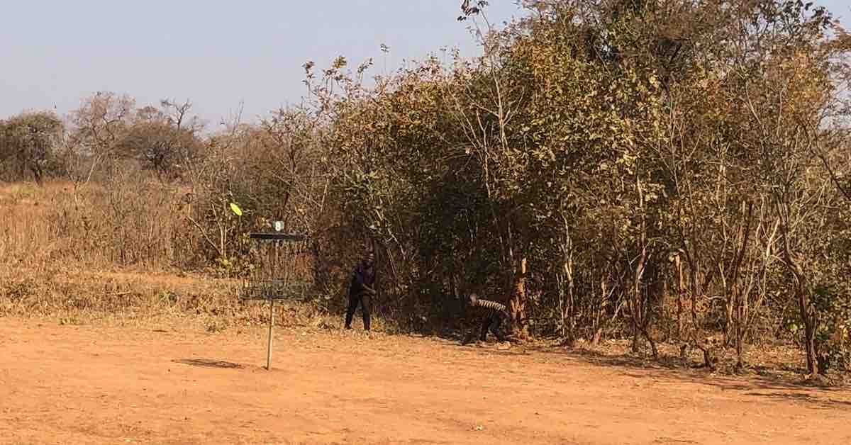 Playing disc golf in an arid landscape