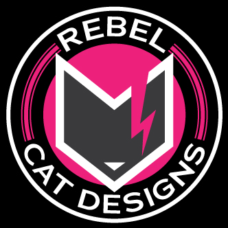 Rebel Cat Designs emblem logo on black
