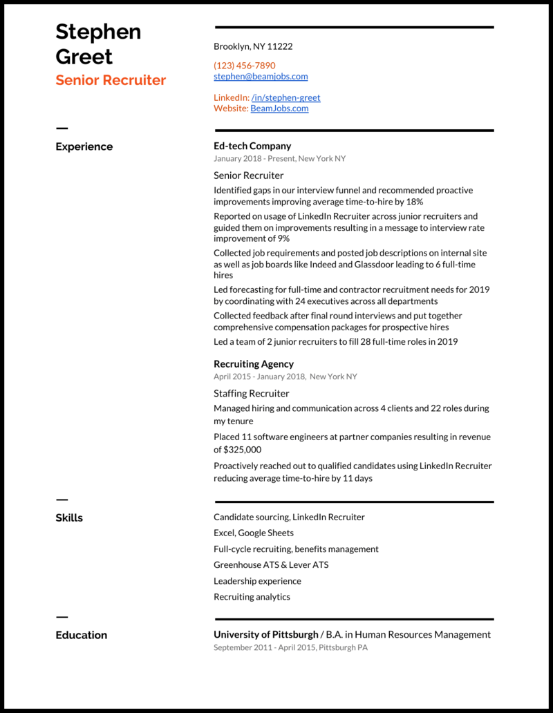 Recruiter Resume Examples And Expert Tips For 2020