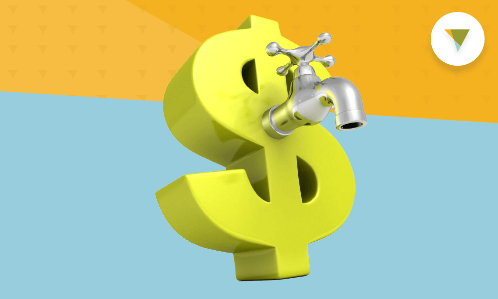 Dollar sign with a faucet