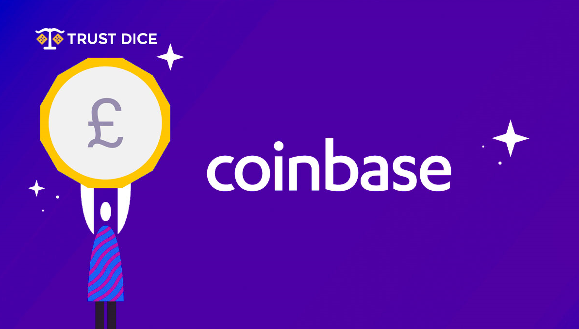 Coinbase in purple background by TrustDice