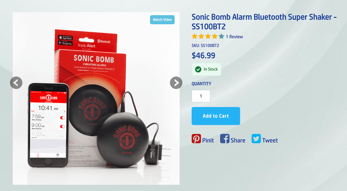 bed shaker alarm clock: Sonic Alert Sonic Bomb Bluetooth Super Shaker