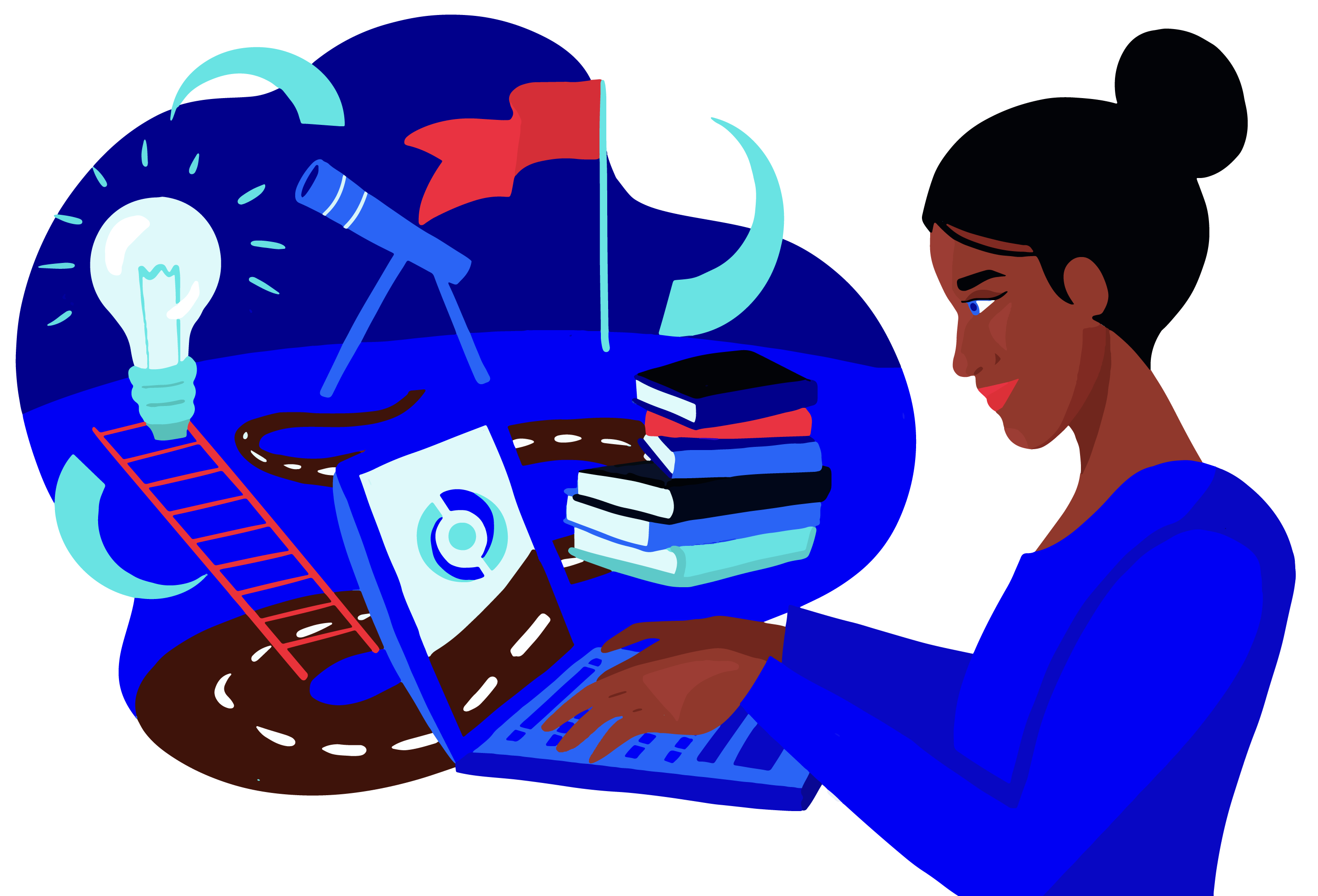 Young woman exploring career opportunities on a laptop.