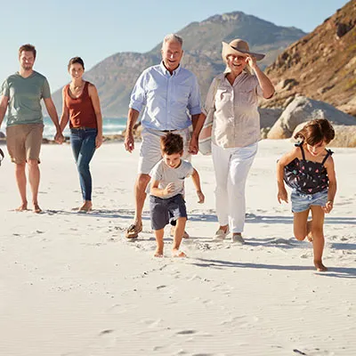 Multigenerational family trip to the coast of Mexico.