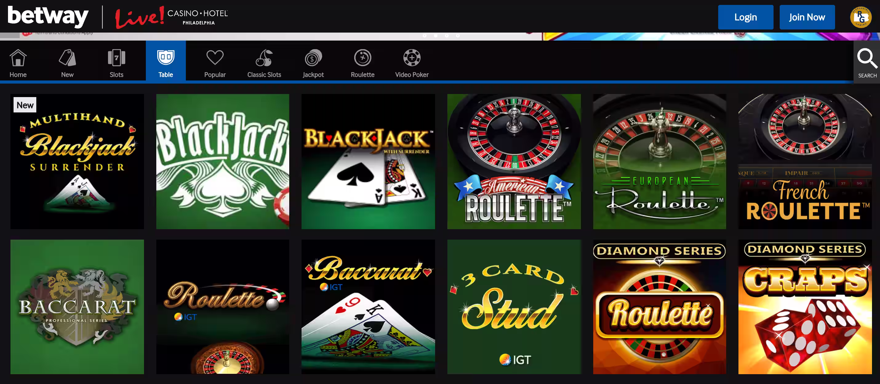 Betway Casino Desktop Platform