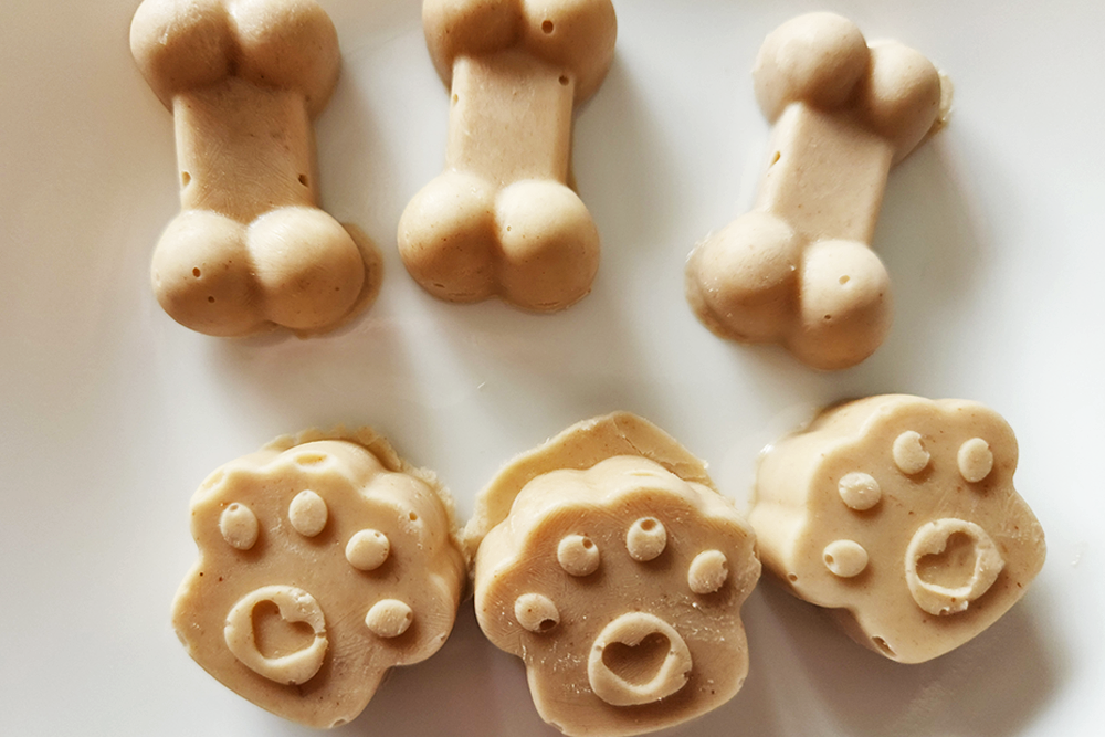 Peanut Butter and Banana Pupsicles on a Plate
