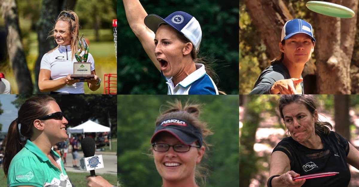 Collage of professional women disc golfers who've won world championships