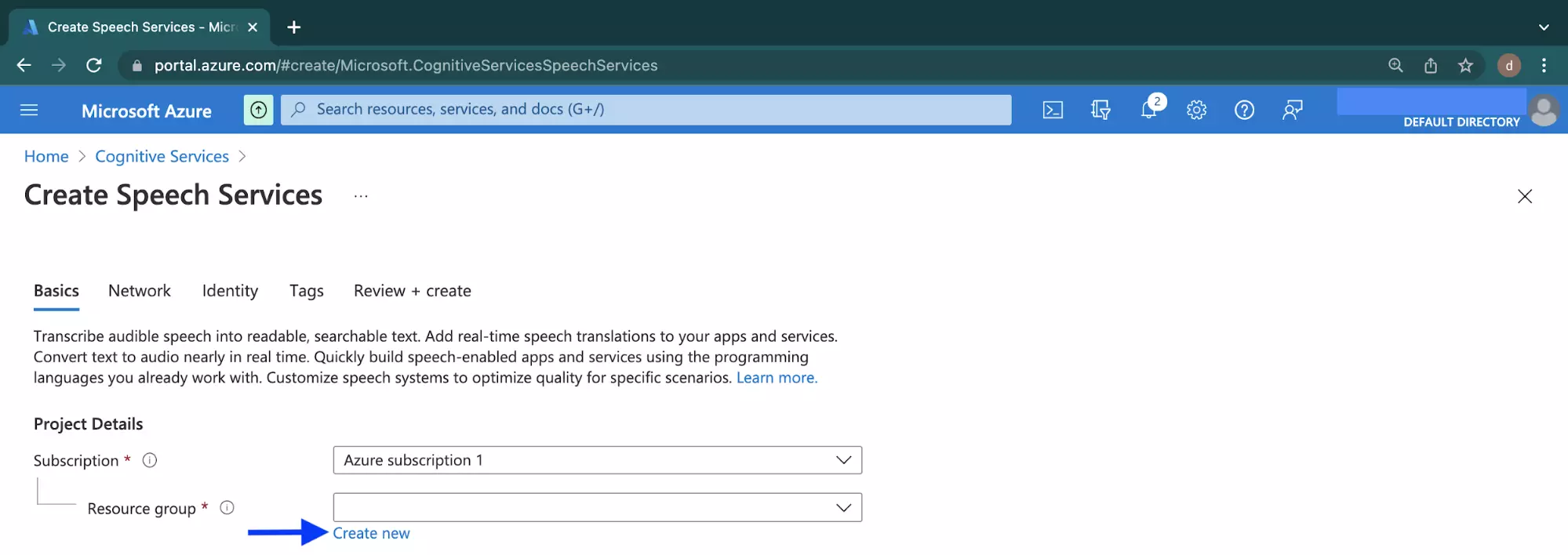 Screenshot of Microsoft Azure Speech Services Basics