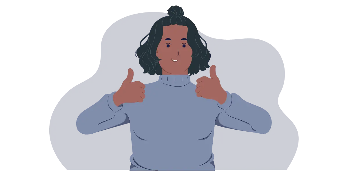 A woman giving a thumbs up