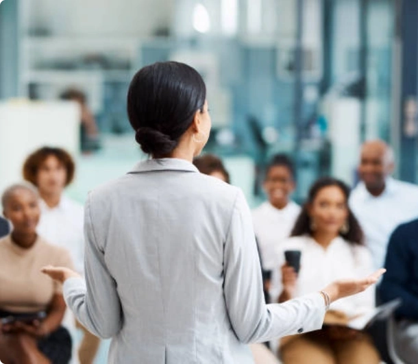 Woman training a group