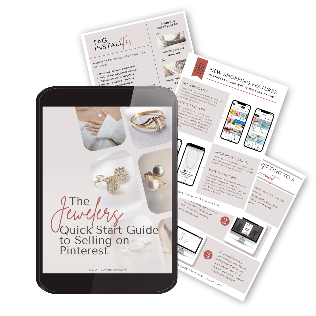 Ipad mockup of guide to selling jewelry on Pinterest