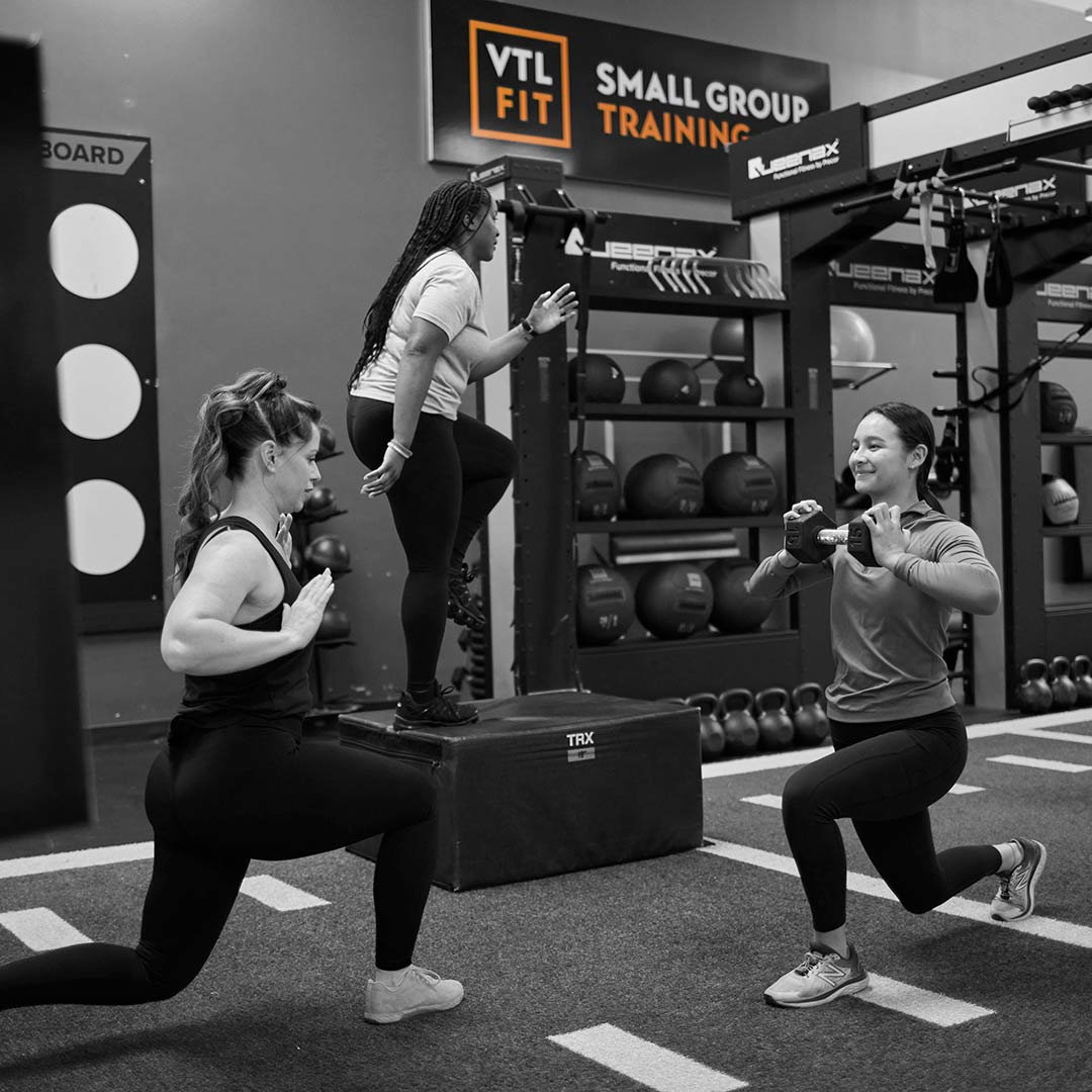 A small group of women training as a group