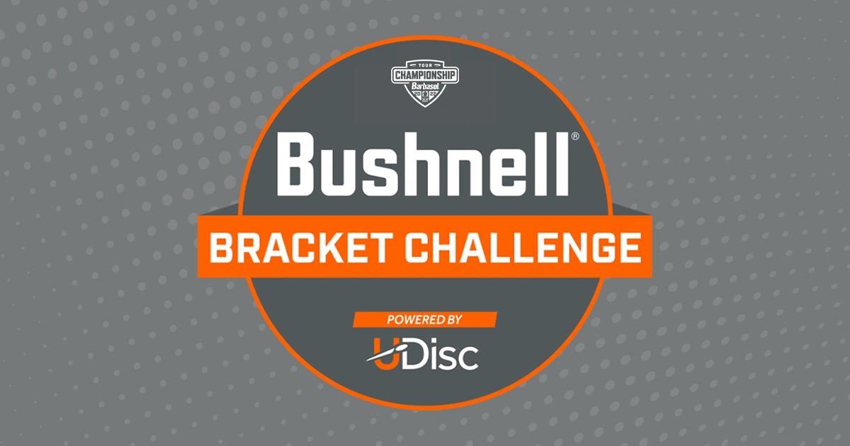 A gray background with "Bushnell bracket challenge" in a dark gray circle in center